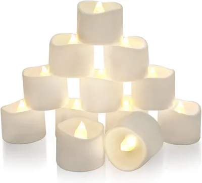 Produktbild von Batteriebetriebene Teelichter mit Timer, 6 Stunden an und 18 Stunden aus im 24-Stunden-Zyklus, 12er-Packung LED-Kerzenlichter mit Timer