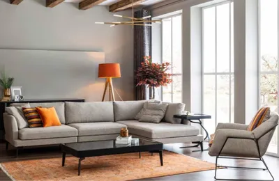 Immagine prodotto di Divano angolare a forma di L, poltrona, grigio, divano moderno, set di mobili, divano ad angolo
