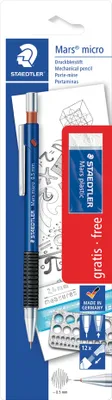 Produktbild von STAEDTLER Druckbleistift Mars micro + Radierer Blisterkarte blau