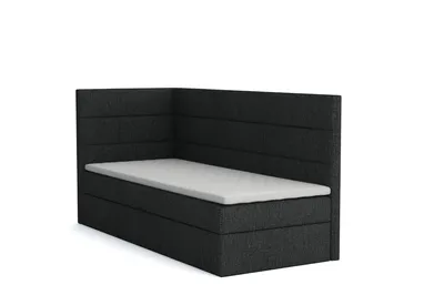 Produktbild von MR GROUP Boxspringbett LUGO 100x200cm links dunkelgrau Einzelbett Bett Stauraum Kinderbett Jugendbett Samtstoff, Polsterbett Matratze und Topper H3