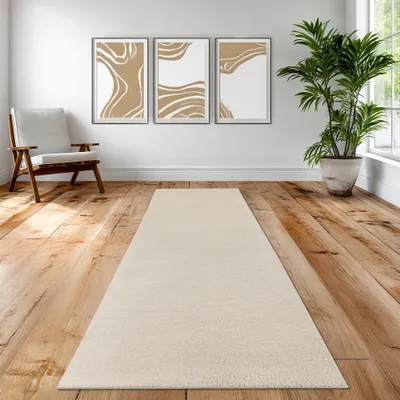 Produktbild von Creme Teppich seidig weich kuschelig für Wohnzimmer, Schlafzimmer, Esszimmer Größe - 80 x 150 cm
