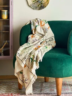 Obrázek produktu pro Unyqoos® Bloomingville, deka s kostkovaným vzorem, zelená, 100% bavlna, rozměry 150x130 cm, tkaná s jemnými frędzlemi, vhodná na pohovku i postel