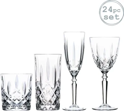 Produktbild von RCR Kristall Orchestra Glasschliffglas - Weingläser, Sektgläser, Whisky Tumblers und Longdrinkgläser - 24pc Set