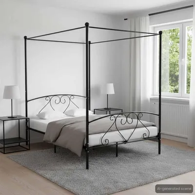 Produktbild von Maison Exclusive - Himmelbett-Gestell Schwarz Metall 140 x 200 cm