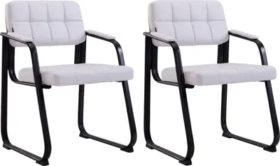 Produktbild von CLP 2er Set Besucherstühle Canada B Kunstleder mit Armlehne weiß