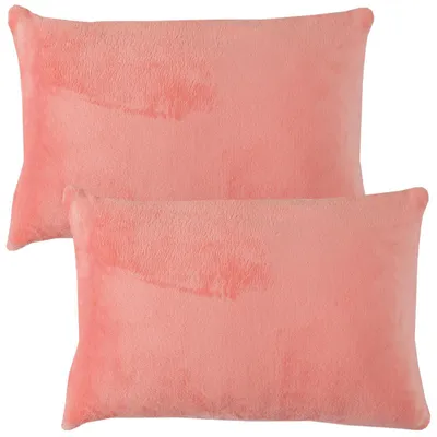 Imagen del producto de Fundas de cojín de 40x60 cm, color salmón, pack de 2, sin relleno, fundas de cojín suaves con cremallera, tacto de cachemira, 100% poliéster, lavables a 30°C
