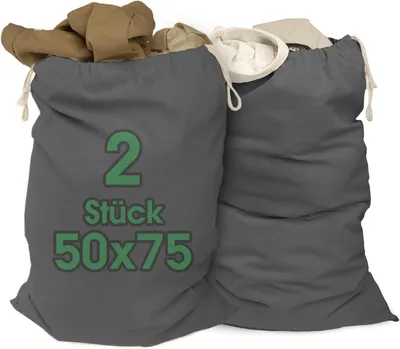 Imagen del producto de Juego de 2 bolsas de tela, 100% algodón, 50 x 75 cm, con cordón, para guardar la ropa