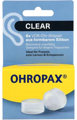 Obrázek produktu pro OHROPAX® 109288 OHROPAX® Silicon CLEAR Ohrstöpsel 23 dB Silikon, 6 St.