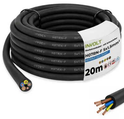 Zdjęcie produktu dla Przedłużacz H07RN-F 5G1,5 mm², typ CEE, 20 metrów, do użytku na zewnątrz i na budowach