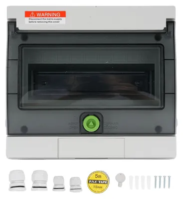 Zdjęcie produktu dla 4-drożna skrzynka rozdzielcza z wyłącznikiem, wodoodporna obudowa na szynę DIN IP66 do użytku wewnętrznego i zewnętrznego