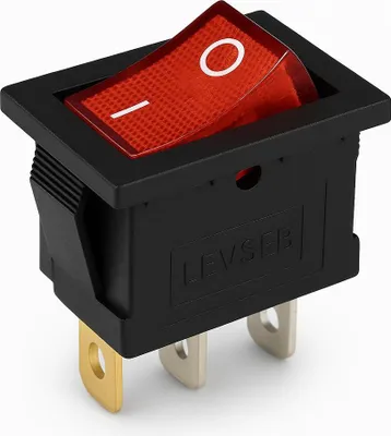 Produktbild von Wippschalter 19 x 13 mm, 6 A, 250 V 3 Pin, rote Wippe, beleuchtet