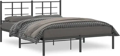 Productafbeelding van vidaXL Bedframe met hoofdeinde, metaal, zwart, 150x200 cm