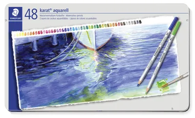 Produktbild von STAEDTLER karat aquarell 125 wasservermalbarer Farbstift Metalletui mit 48 Farben