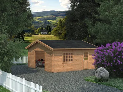 Produktbild von Einzelgarage Palmako Roger 27,7 m² ohne Tor 540 x 540 cm tauchgrundiert braun