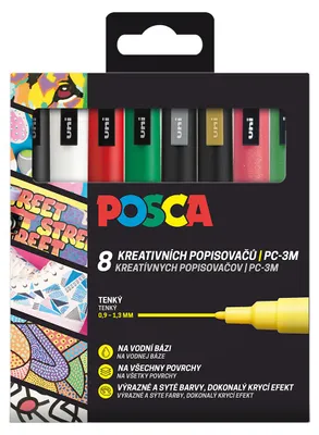 Zdjęcie produktu dla Posca zestaw markerów PC-3M CHRISTMAS 0,9 - 1,3 mm - 8 szt.