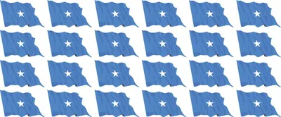 Produktbild von Mini Aufkleber Set - Pack wehend - 33x20mm - selbstklebender Sticker - Somalia - Flagge / Banner / Standarte fürs Auto, Büro, zu Hause und die Schule - 24 Stück