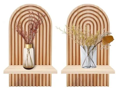 Image de Ibenzoa® - Ensemble de 2 étagères murales en bois de pin, design bohème arc-en-ciel, dimensions 18 x 12 x 34,5 cm, épaisseur 1 cm, étagères pour salon et chambres d'enfants