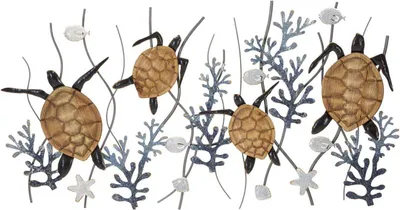 Obrázek produktu pro FURNLUX Wall Art Turtle Blue 133cm / Hlavní barva: modrá / Rozměry: 133 x 70 x 6 cm