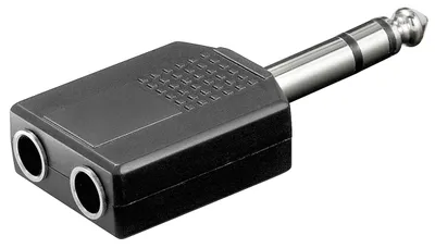 Zdjęcie produktu dla Adapter 1x jack (męski) (6,35) stereo - 2x jack (żeński) (6,35) stereo czarny