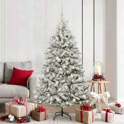 Immagine prodotto di Maison Exclusive - Albero di Natale artificiale verde e bianco, 180 cm, in PVC e metallo