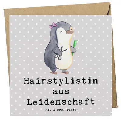 Produktbild von Mr. & Mrs. Panda faltkarte Hairstylistin Leidenschaft - Grau Pastell - Geschenk, Klappkarte, Spruch, Glückwunschkarte, Friseursalon, Beruf, anlasskarte, Lustig, Grußkarte