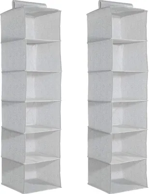Produktbild von Stoffen Kleidung Aufbewahrungsboxen - 2 Stück Kleiderschrank Organizer - Grau - Faltbar - 30 x 30 x 126 cm - Für Kleiderschrank