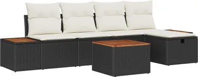 Produktbild von vidaXL Gartensofa-set 6 stk. Schwarz Poly-Rattan
