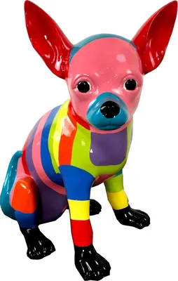 Zdjęcie produktu dla Casa Padrino designerska figurka dekoracyjna pies Chihuahua kolorowy wys. 30 cm - rzeźba dekoracyjna odporna na warunki atmosferyczne - dekoracja salonu - dekoracja ogrodu - designerska dekoracyjna figurka zwierzęca
