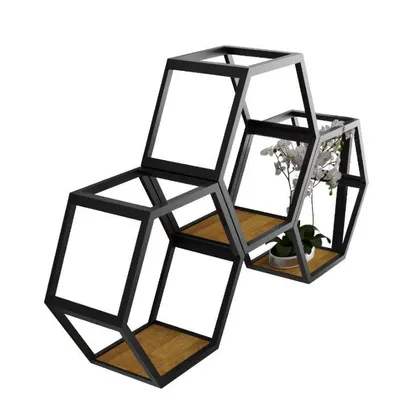 Zdjęcie produktu dla Półka ścienna HEXAGON czarna LOFTOWA