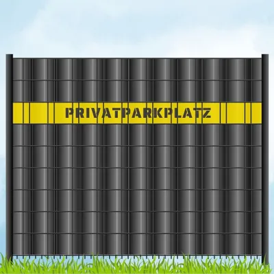 Produktbild von zaun|zu Sichtschutzstreifen mit Laser Beschriftung "PRIVATPARKPLATZ" Doppelstab Gelb 2,55m
