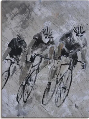 Produktbild von ARTland Leinwandbild Fahrrad fahren im Regen Größe: 45x60 cm