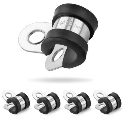 Productafbeelding van Set van 5 verstelbare P-klemmen voor slangen, gummiseerd, 13 mm