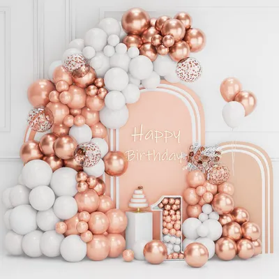 Immagine prodotto di Ghirlande di palloncini bianchi e rosa oro, 101 pezzi, arco di palloncini in lattice per compleanni, matrimoni e feste per bambini
