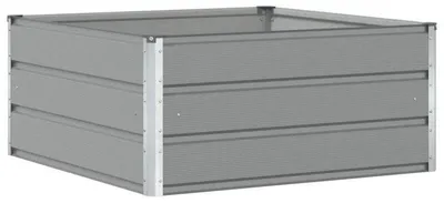 Obrázek produktu pro Pěstební květináč – Čtvercový truhlík – Ocel – 100x100x45 cm – Moderní design – Vhodný pro zahradu, terasu i interiér – Světlě šedá barva