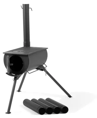 Imagen del producto de Estufa para tienda de campaña - Estufa de leña - 58 x 86 x 240 cm - Negra