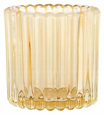 Produktbild von Altom Design Geriffelter Glas Kerzenhalter für Teelichter Gelb 7,5 cm