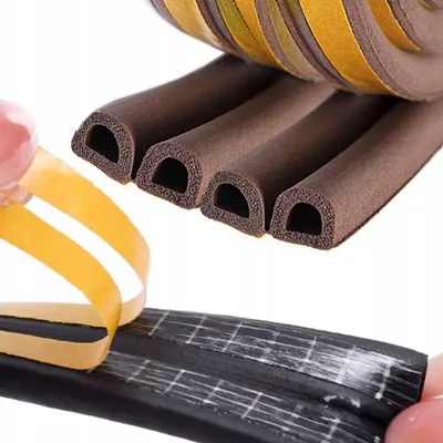 Produktbild von Selbstklebende Gummidichtung Typ D, braun, 100 m, EPDM