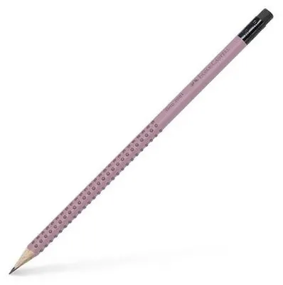 Grafitová ceruzka, B, trojhranná, s gumou, FABER-CASTELL "Grip 2001", ružová
