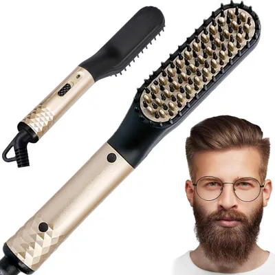 Produktbild von Bartglätter für Männer, Haarglätter Bürste Elektrische Bart Glätten, Anti-Verbrühungs-Bartglättungs Beard Straightener für Familie Bart Glätteisen