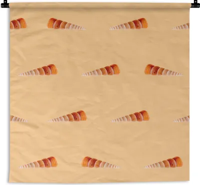 Produktbild von MuchoWow® Wandteppich Wandbehang Muscheln - Muster - Orange 150x150 cm Tapisserie Dekoration Wandtuch - Wohnaccessoires - Modernes