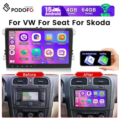 Image de Autoradio - Système audio pour voiture - Lecteur multimédia - Autoradio 1-DIN - Écran tactile de 9 pouces - Mémoire 4G + 64 Go