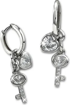 Image de SilberDream Boucles d'oreilles Femme Clé/Cœur Créoles Zirconia Argent 925 D2GSO506W