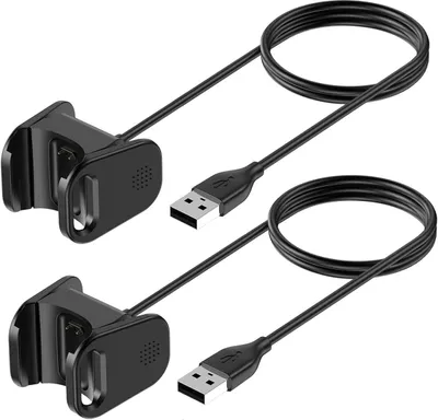 Produktbild von Case2go - Ladegerät geeignet für Fitbit Charge 4 - 2er-Pack - 1 Meter - TPE - Schwarz