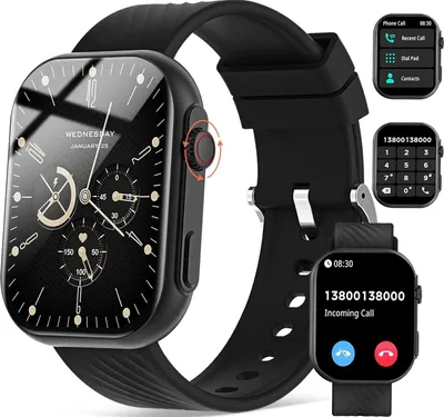 Produktbild von Smartwatch Herren mit Telefonfunktion, 2.01" HD, Fitnessuhr mit Blutdruck-,Pulsuhr,Schlafmonitor Schrittzähler,123 Sportmodi Sportuhren, Android IOS
