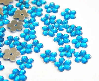 Blumenförmige Acrylkristalle, 250 Stück, 8 mm, blau