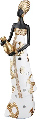 Produktbild von Gilde Figur, Afrikanische Frau, "Mara", Kunstharz, creme, L. 6.5 cm, B. 10 cm, H. 32 cm 37941 4063387379417 2 Stück (2-fach sortiert)
