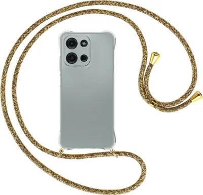 Produktbild von Handykette Backcover-Schutzhülle mit Band (Metall goldfarben) für Motorola Moto G Play 4G (2025) - braun+beige