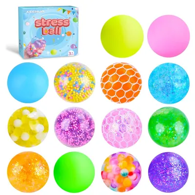 Immagine prodotto di Palline Antistress 14 Pezzi - Palline Sensoriali Squishy - Palline Antistress per Bambini/Adulti - Silicone Elastico - Regali per Compleanni