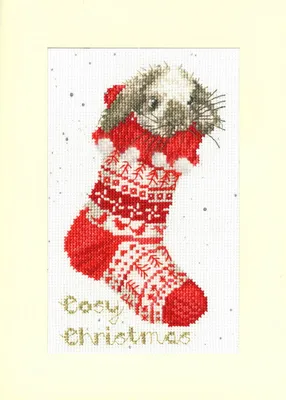 Produktbild von Bothy Threads Grußkarte Kreuzstich Set "Gemütliche Weihnachten Weihnachtskarte", Zählmuster, XMAS57, 10x16cm