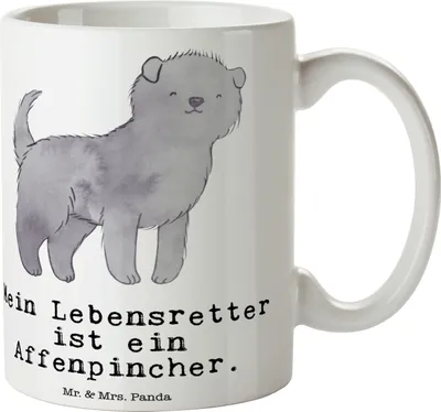 Produktbild von Mr. & Mrs. Panda Tasse Affenpincher Lebensretter - Weiß - Geschenk, Kaffeetasse, Teetasse, Trinkbecher, bedruckt, Kaffeebecher